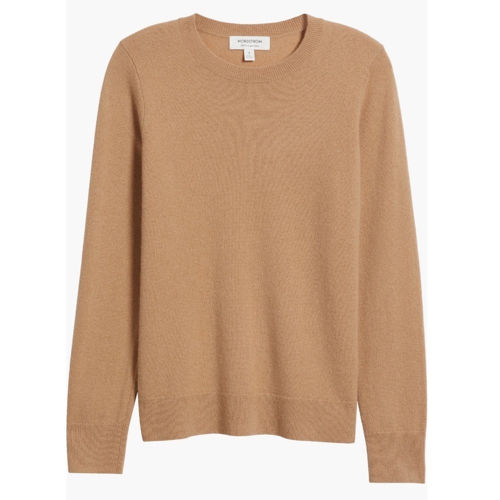 Nordstrom 100% Cashmere Camel Tan Crewneck Long Sleeve Sweater Top  - Sz XL, NWT
